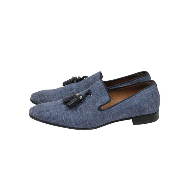 Christian Louboutin Men Rivalion Tassel Loafers 40.5 US7.5 Blue Denim Jean Slip main image 9